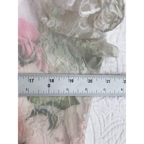 Brittany Black Top Size XL Handkerchief Hem Floral Lace Lined Multicolor - Picture 5 of 9